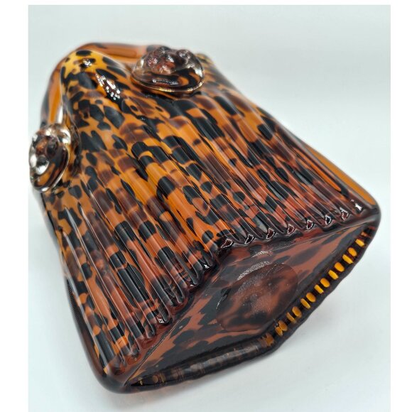 Vintage Hand Blown Glass Purse Vase Leopard, Turtle, Animal Print Glass Handbag - Picture 7 of 9